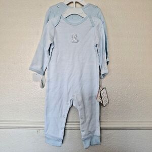 Little Me Doggy Run Blue Bodysuit Set of 2 Organic Cotton 9Months